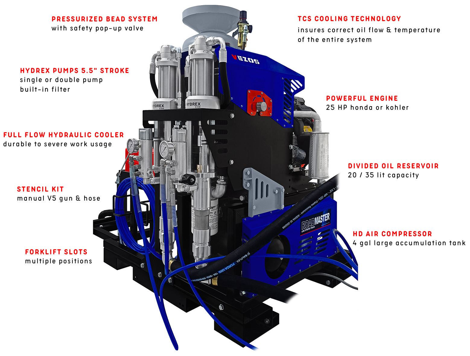 truck mounted road marking kit vezos roadmaster 5 - line striping truck - dual colour road marking